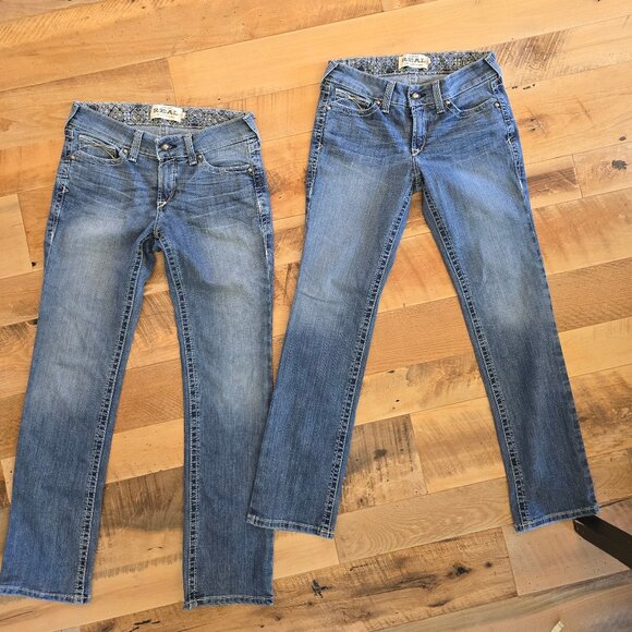 Two Pair of Women's Ariat Real Straight Icon Jeans Rainstorm 29R - Picture 8 of 12
